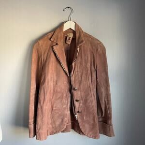 The People of the Labyrinths Brown Clay Y2K Cotton Blazer Band Military Small